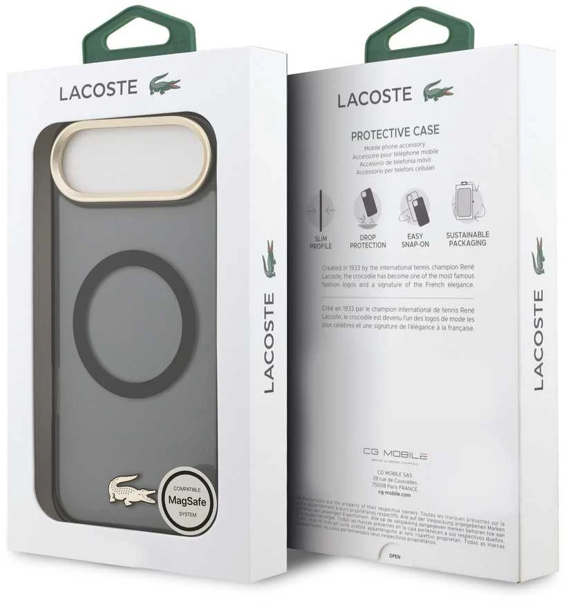 Lacoste PC/TPU Frosted Finish Gold Logo MagSafe dėklas skirtas Apple iPhone Air juodos spalvos