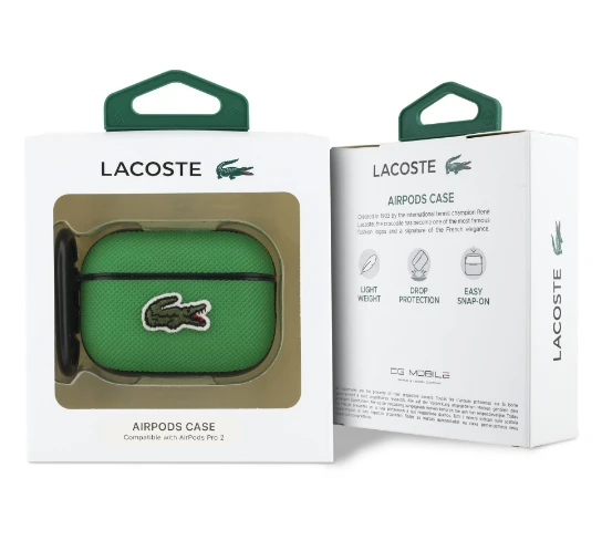 Lacoste Petit Pique Croc Logo Patch dėklas skirtas AirPods Pro 3 Žalias