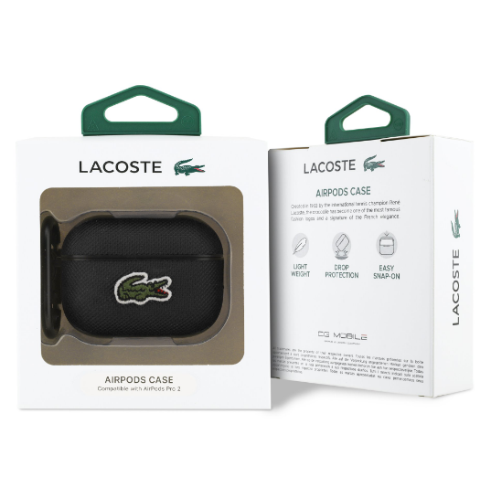 Lacoste Petit Pique Croc Logo Patch dėklas skirtas AirPods Pro 3 Juodas