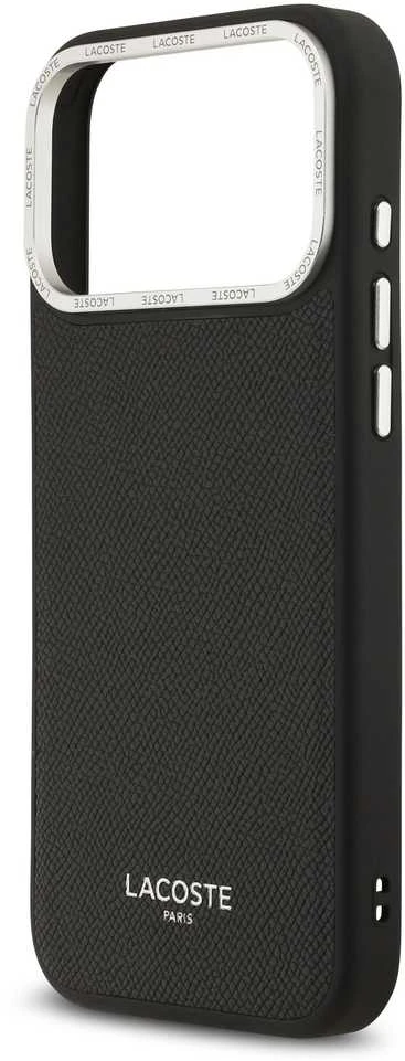 Lacoste PU Leather Champs Elysees MagSafe dėklas skirtas Apple iPhone 17 Pro Max juodos spalvos