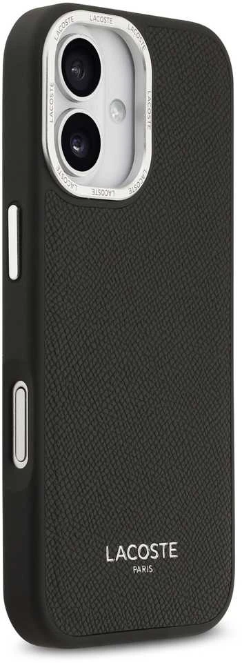Lacoste PU Leather Champs Elysees MagSafe dėklas skirtas Apple iPhone 17 juodos spalvos
