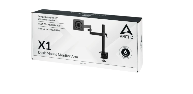 ARCTIC X1 monitoriaus laikiklis - skirtas ekranams iki 43 col. (16:9) ir 49 col. (Ultraplačiaekraniams)