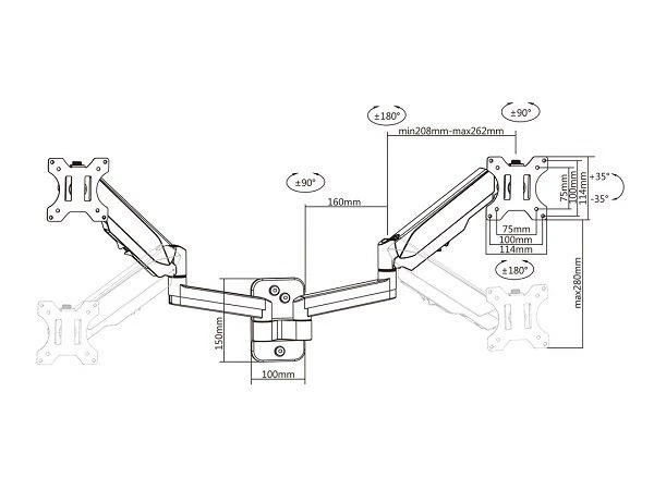 „Multibrackets MB-0037“ sieninis pasukamas televizoriaus laikiklis, skirtas 32 colių / 1–8kg televizoriams