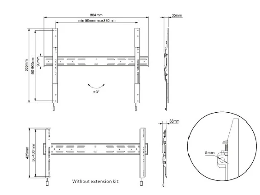 Laikiklis Multibrackets Daugialaikiai laikikliai M UNIVERSALUS SIENINIS MONTAVIMAS FIXED X LARGE