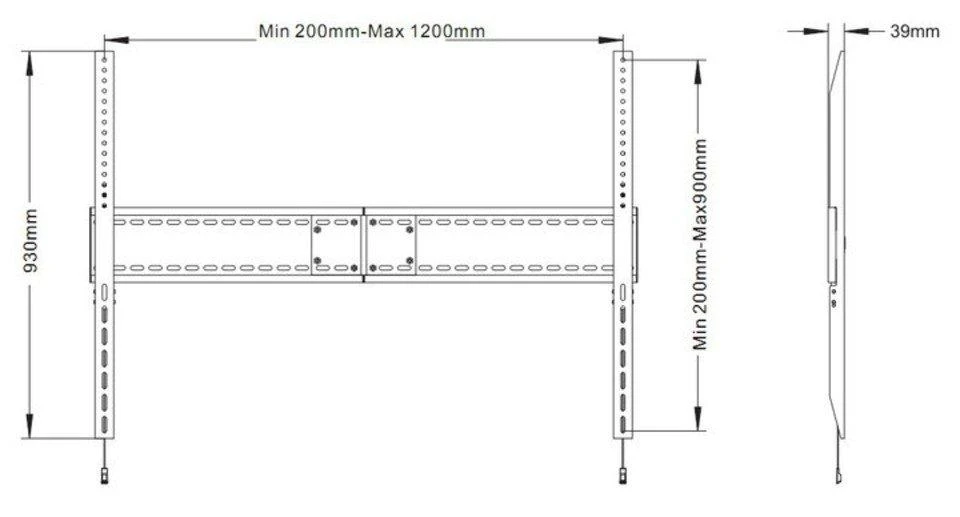 Laikiklis Multibrackets Daugialaikiai laikikliai MB UNIVERSALUS SIENO MOUNT FIXED SD MAX 1200X900, MAX 125KG