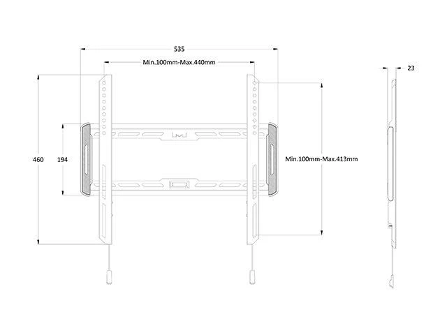 Laikiklis Multibrackets Daugialaikiai laikikliai MB UNIVERSALUS SIENOS MONTAVIMAS FIXED MEDIUM, MAX 50KG, VESA MAX 400X400 MM
