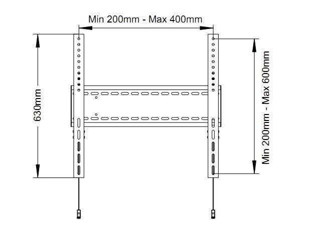 „Multibrackets MB“ universalus sieninis laikiklis, fiksuotas SD MAX 800x600, MAX 125 kg