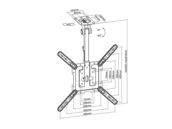 Multibrackets Daugialaikiai laikikliai MB-3090 TV lubų laikiklis 23"-55" / 20kg