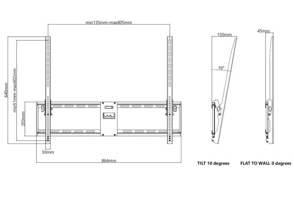 Laikiklis Multibrackets Daugialaikiai laikikliai MB TILT WALLMOUNT L 75KG MAX.800X600 BL