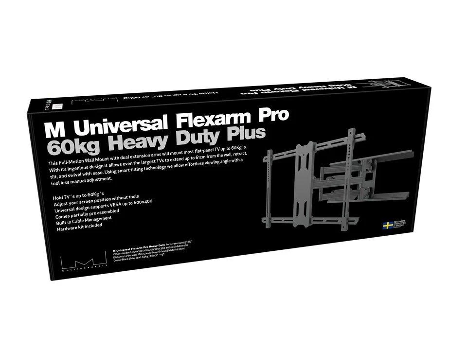 Laikiklis Multibrackets MB UNIVERSAL FLEXARM PRO 60 KG HEAVY DUTY Juodas