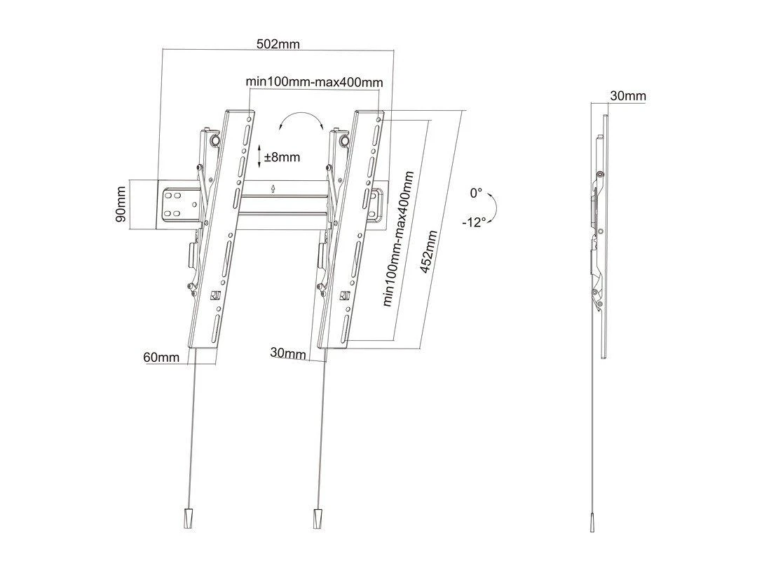 Laikiklis Multibrackets Daugialaikiai laikikliai M VESA WALLMOUNT SUPER SLIM TILT 400 MAX