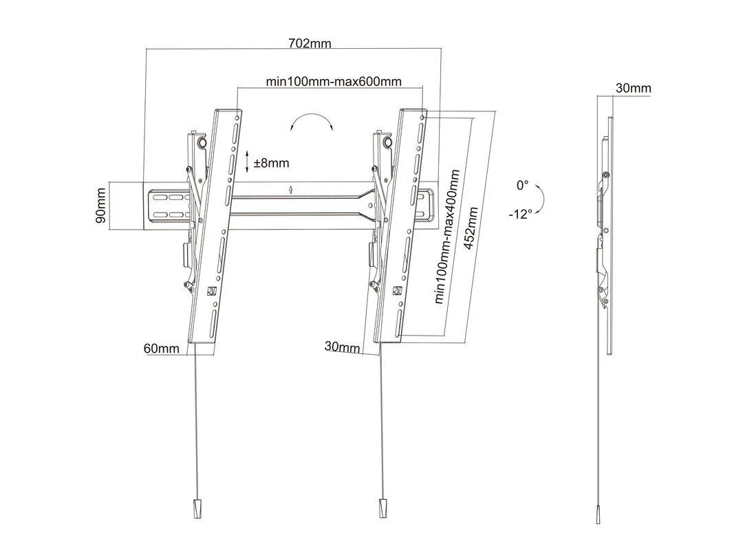 Multibrackets Daugiafunkciniai laikikliai MB VESA sieninis laikiklis SUPER SLIM TILT 600 MAX