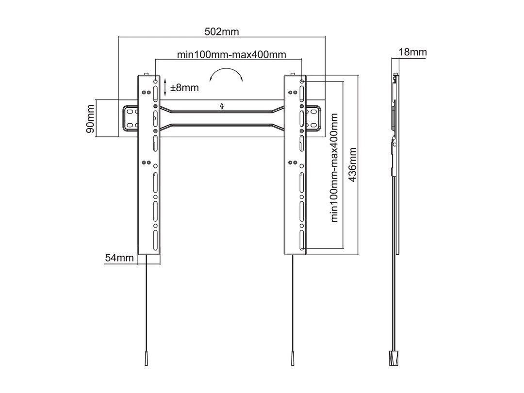 Multibrackets Daugiafunkciniai laikikliai MB VESA sieninis laikiklis SUPER SLIM FIXED 400 MAX