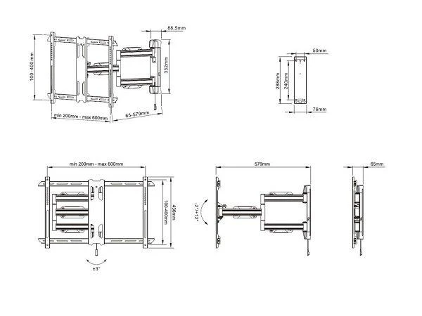 „Multibrackets MB-6706“ sieninis televizoriaus laikiklis, skirtas 70 colių / 40 kg televizoriams