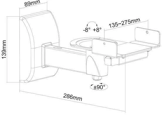 Laikiklis Multibrackets M Universal Speaker Mount Max 15kg Juodas, Wall, 15 kg, Juodas, 1kg, 1.5kg, 1 pc(s)