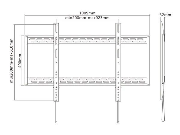Laikiklis Multibrackets M UNIVERSAL WALLMOUNT HD 100KG 900X600