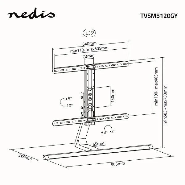 Laikiklis Nedis TVSM5120GY TV stovas pilnas judesys 40kg / 37-75"