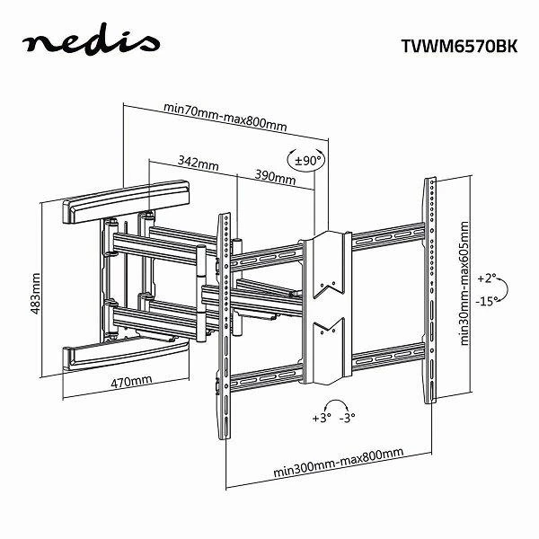 Laikiklis Nedis BONTEC stalinis televizoriaus stovas 26–55 col., VESA 400 × 400 mm, iki 40 kg, ST09
