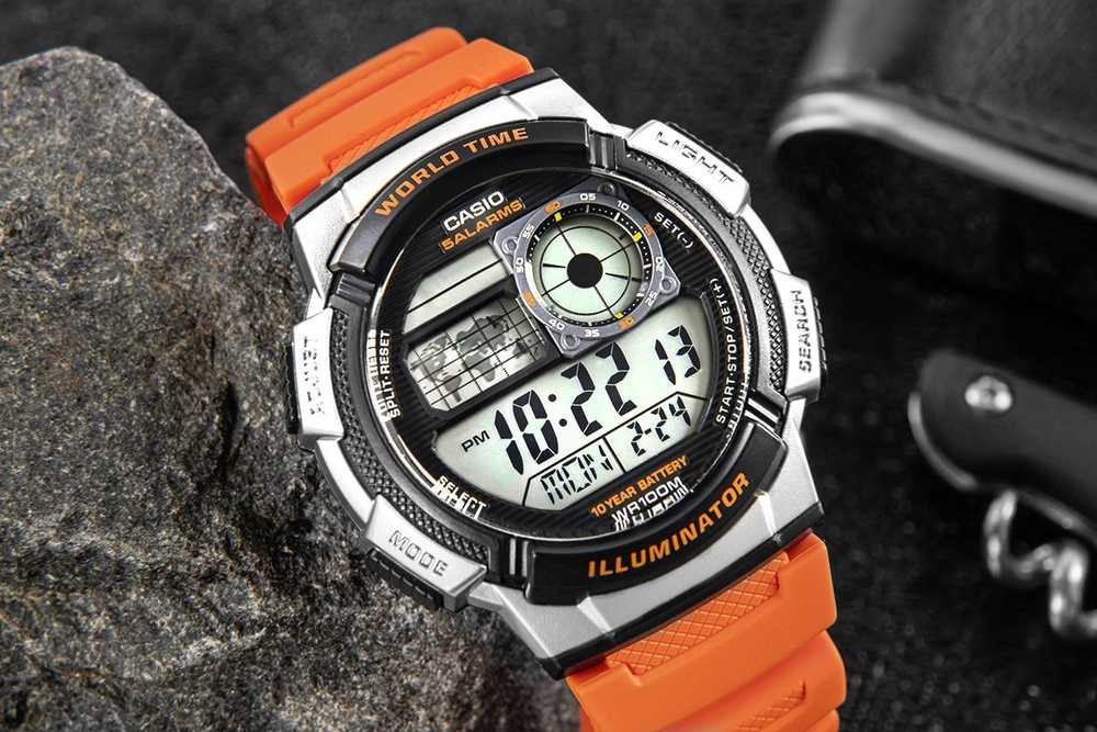 Laikrodis Casio Collection Vintage CASIO SPORT DIVER - WORLD TIME ILLUMINATOR 5 ALARMS, 10 YEARS BATTERY - REDCASIO SPORT DIVER - WORLD TIME ILLUMINATOR 5 ALARMS, 10 YEARS BATTERY - Oranžinis AE-1000W-4BVDF
