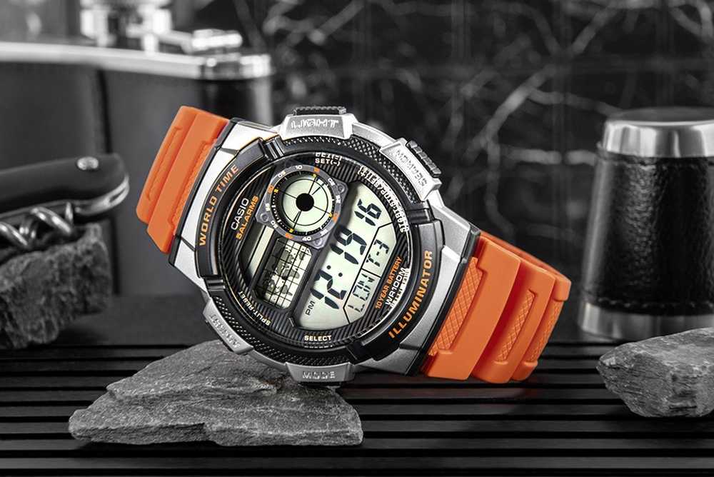 Laikrodis Casio Collection Vintage CASIO SPORT DIVER - WORLD TIME ILLUMINATOR 5 ALARMS, 10 YEARS BATTERY - REDCASIO SPORT DIVER - WORLD TIME ILLUMINATOR 5 ALARMS, 10 YEARS BATTERY - Oranžinis AE-1000W-4BVDF
