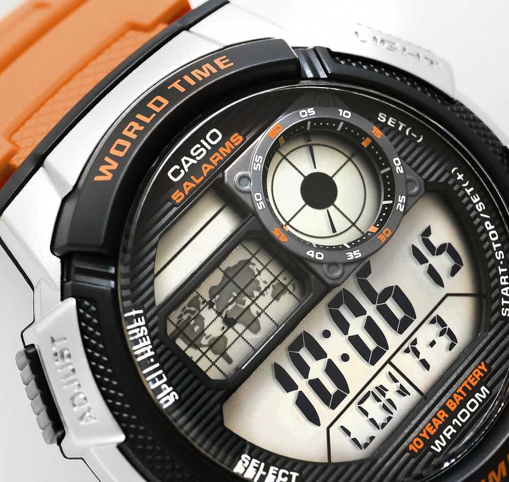 Laikrodis Casio Collection Vintage CASIO SPORT DIVER - WORLD TIME ILLUMINATOR 5 ALARMS, 10 YEARS BATTERY - REDCASIO SPORT DIVER - WORLD TIME ILLUMINATOR 5 ALARMS, 10 YEARS BATTERY - Oranžinis AE-1000W-4BVDF
