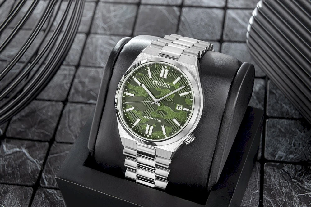 CITIZEN Tsuyosa vyriškas laikrodis NJ0159-86X -Camo Žalias Automatinis klasikinis safyras