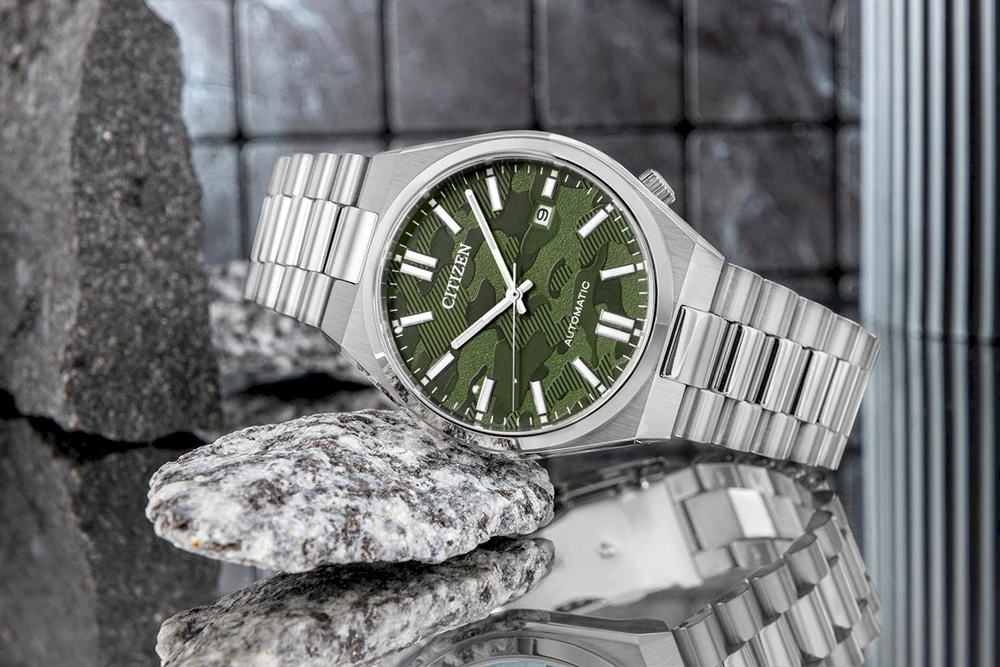 CITIZEN Tsuyosa vyriškas laikrodis NJ0159-86X -Camo Žalias Automatinis klasikinis safyras