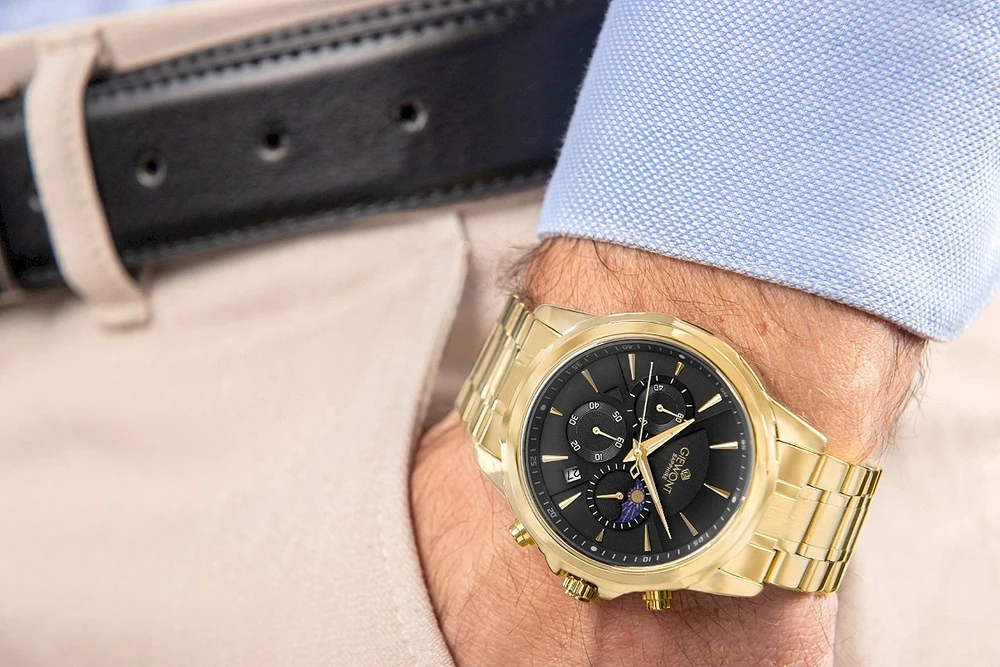 Vyriškas laikrodis Giewont Chronograph Safyro Auksas Juodas GW9460-B4