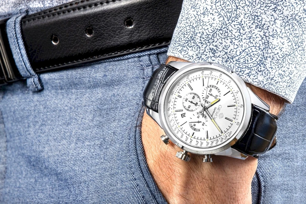 Giewont Chronograph Safyrinis Sidabrinis Vyriškas Laikrodis GW7650-A1