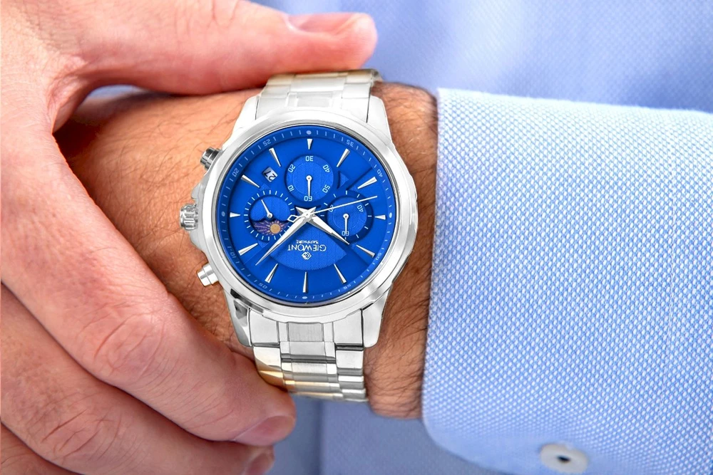 Vyriškas laikrodis Giewont Chronograph Safyrinis Sidabrinis Mėlynas GW9460-B3