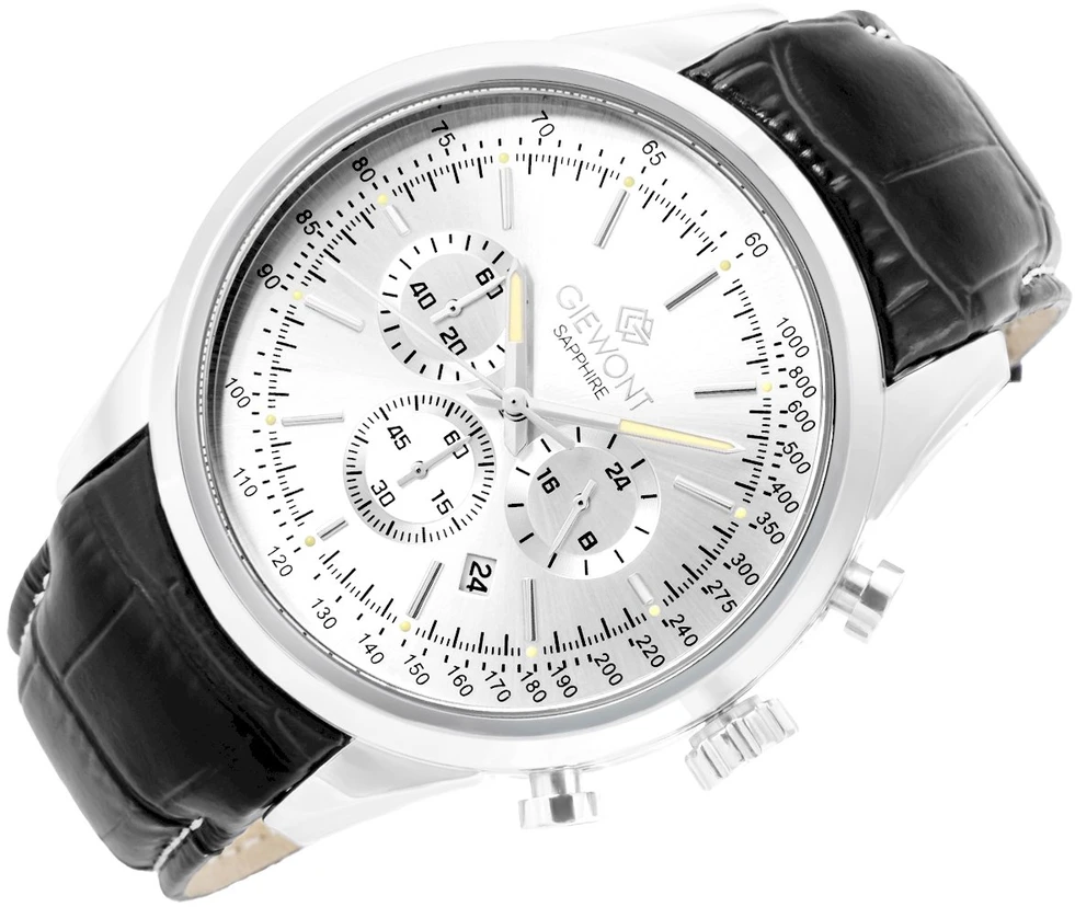 Giewont Chronograph Safyrinis Sidabrinis Vyriškas Laikrodis GW7650-A1