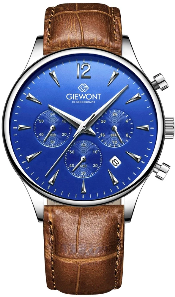 Vyriškas laikrodis Giewont Chronograph Sapphire rudas mėlynas GW6310-A5