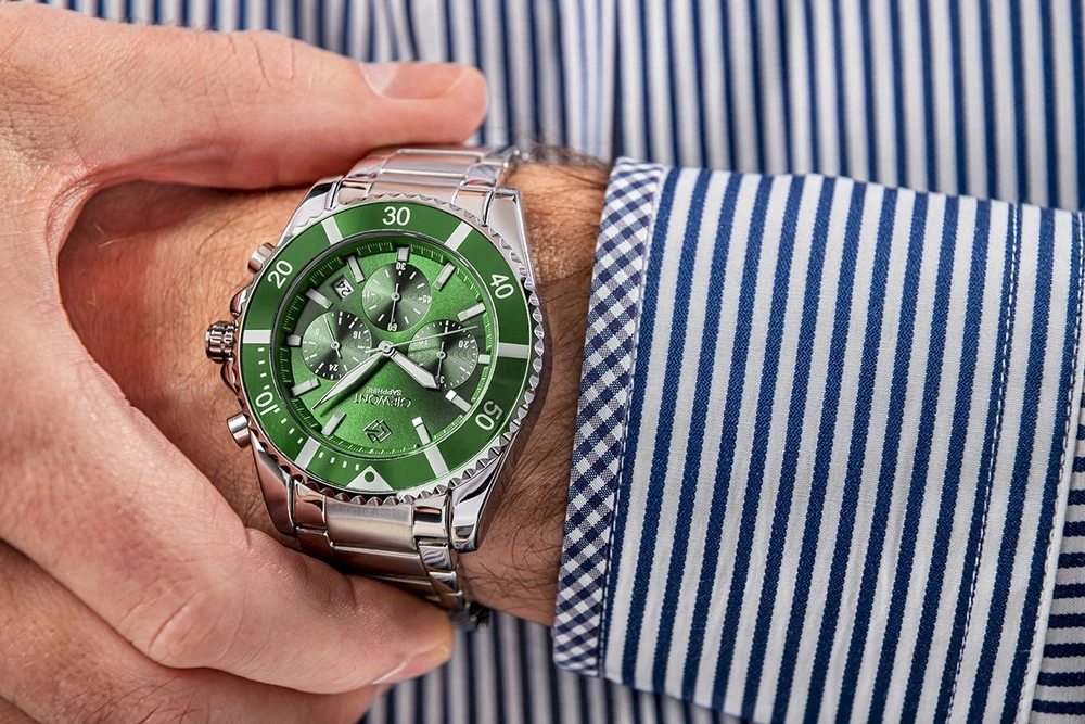 Vyriškas laikrodis Giewont Chronograph Safyro Sidabrinis Žalias GW3970-B8