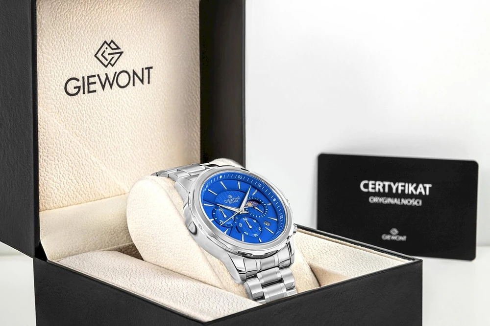 Vyriškas laikrodis Giewont Chronograph Safyrinis Sidabrinis Mėlynas GW9460-B3