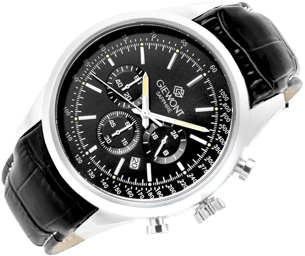 Vyriškas laikrodis Giewont Chronograph Safyro Sidabrinis Juodas GW7650-A2