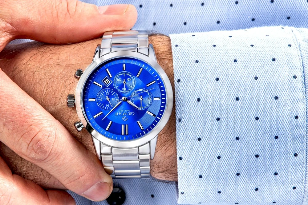 Vyriškas laikrodis Giewont Chronograph Safyro Sidabrinis Mėlynas GW8510-B3
