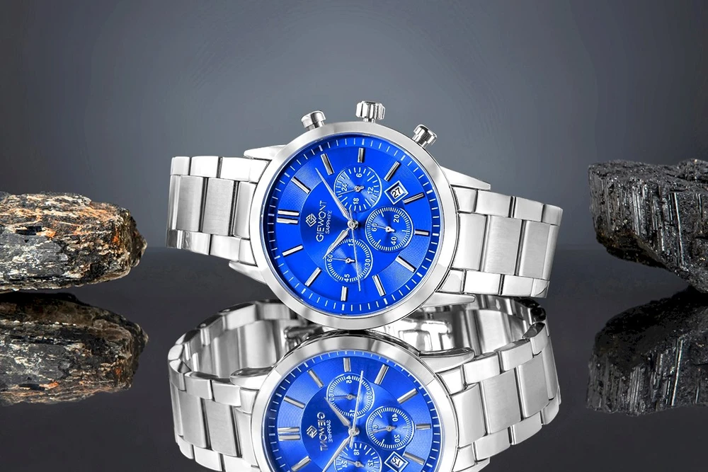Vyriškas laikrodis Giewont Chronograph Safyro Sidabrinis Mėlynas GW8510-B3