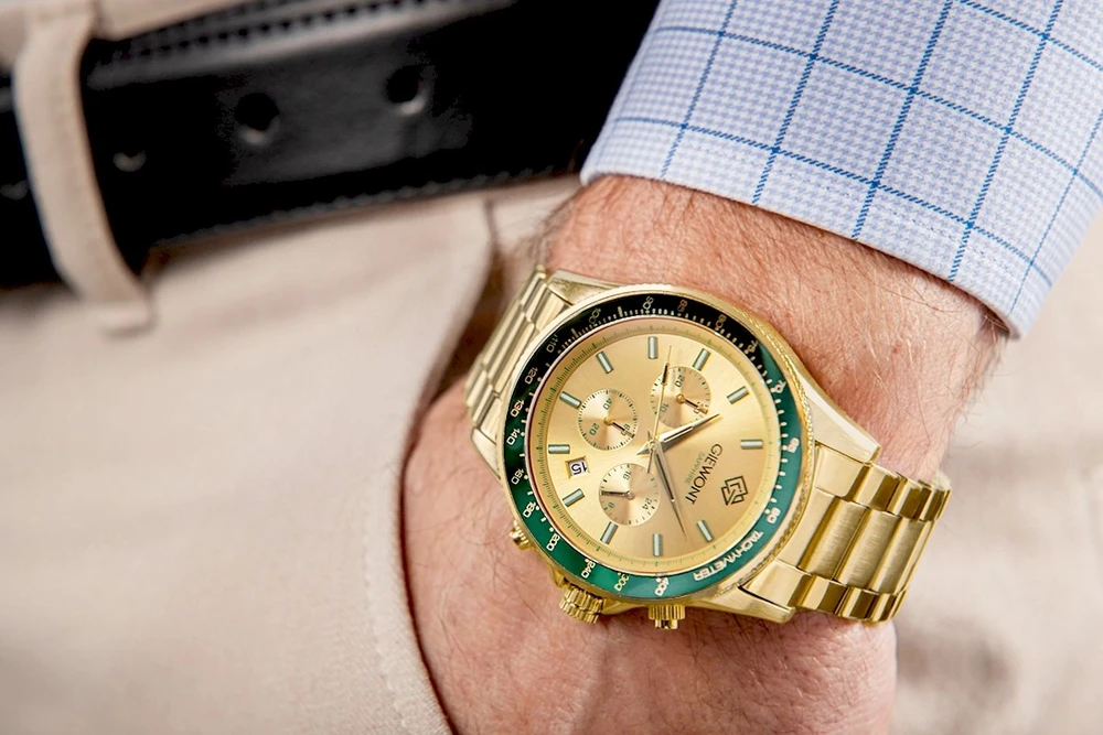 Vyriškas laikrodis Giewont Chronograph Safyras Auksinis Žalias GW3520-B6