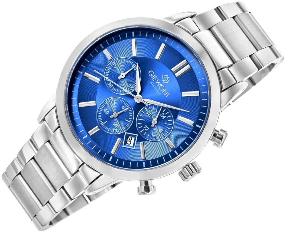Vyriškas laikrodis Giewont Chronograph Safyro Sidabrinis Mėlynas GW8510-B3