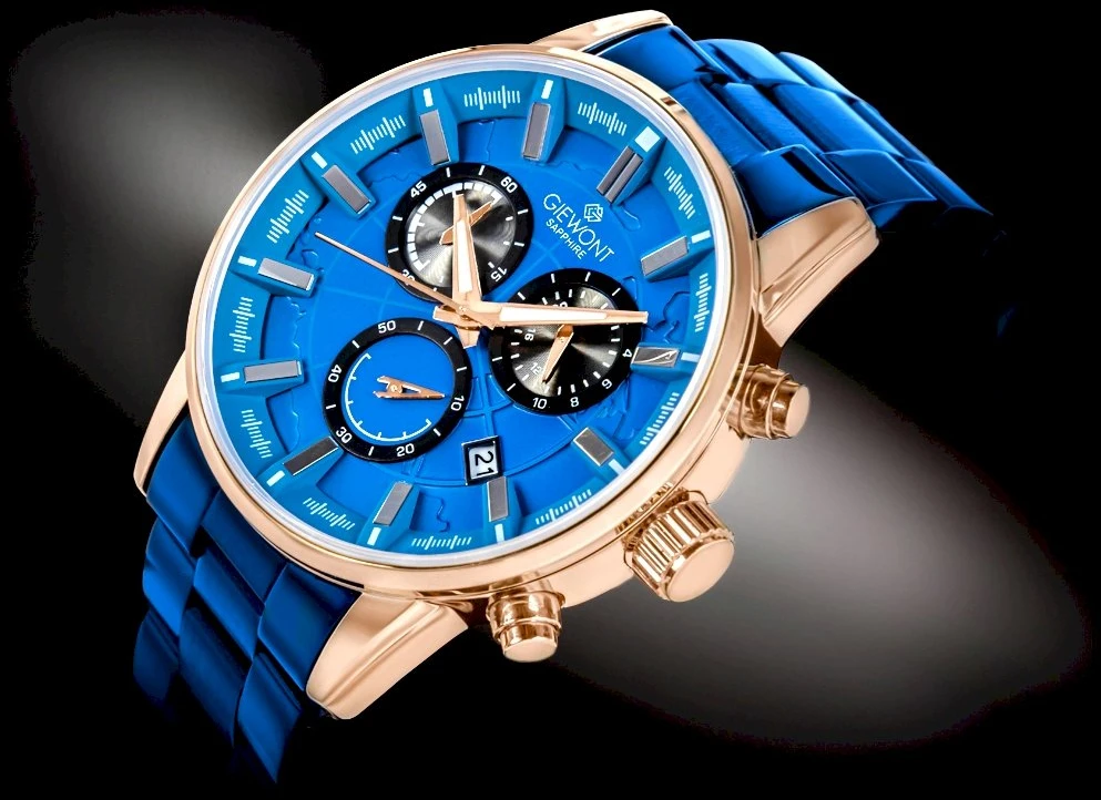 Vyriškas laikrodis Giewont Chronograph Safyro mėlynos spalvos GW4580-B5