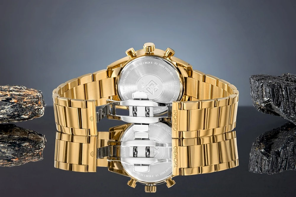 Vyriškas laikrodis Giewont Chronograph Sapphire Gold Juodas GW9140-B4