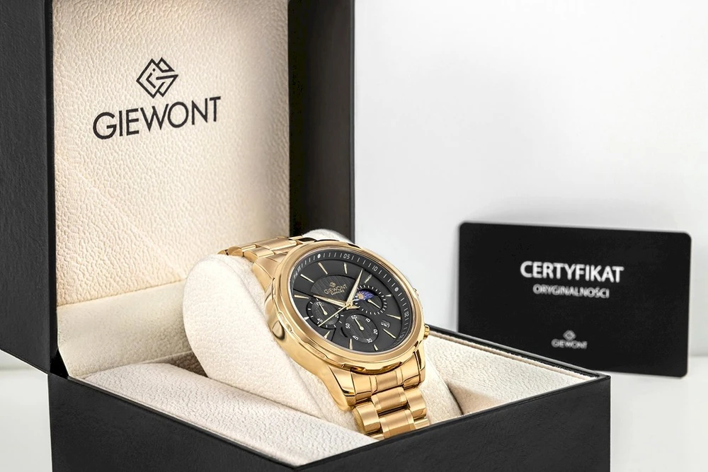 Vyriškas laikrodis Giewont Chronograph Safyro Auksas Juodas GW9460-B4