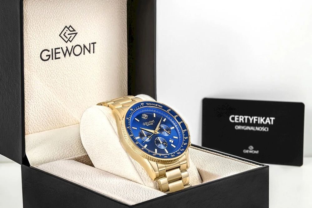 Vyriškas laikrodis Giewont Chronograph Safyrinis Auksinis Mėlynas GW3520-B5