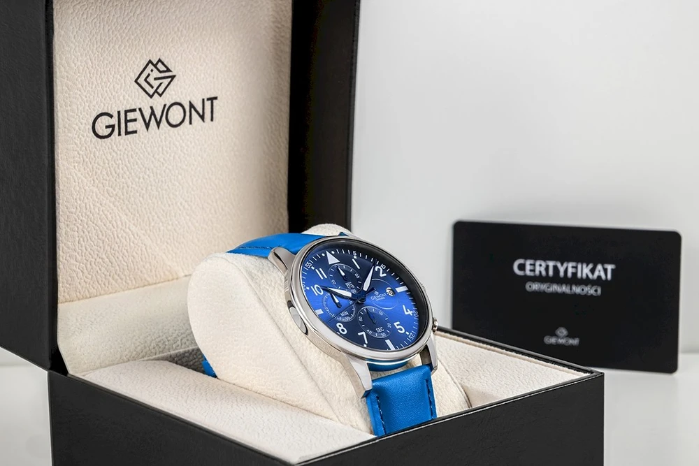 Vyriškas laikrodis Giewont Chronograph Safyro mėlynas GW5630-A5