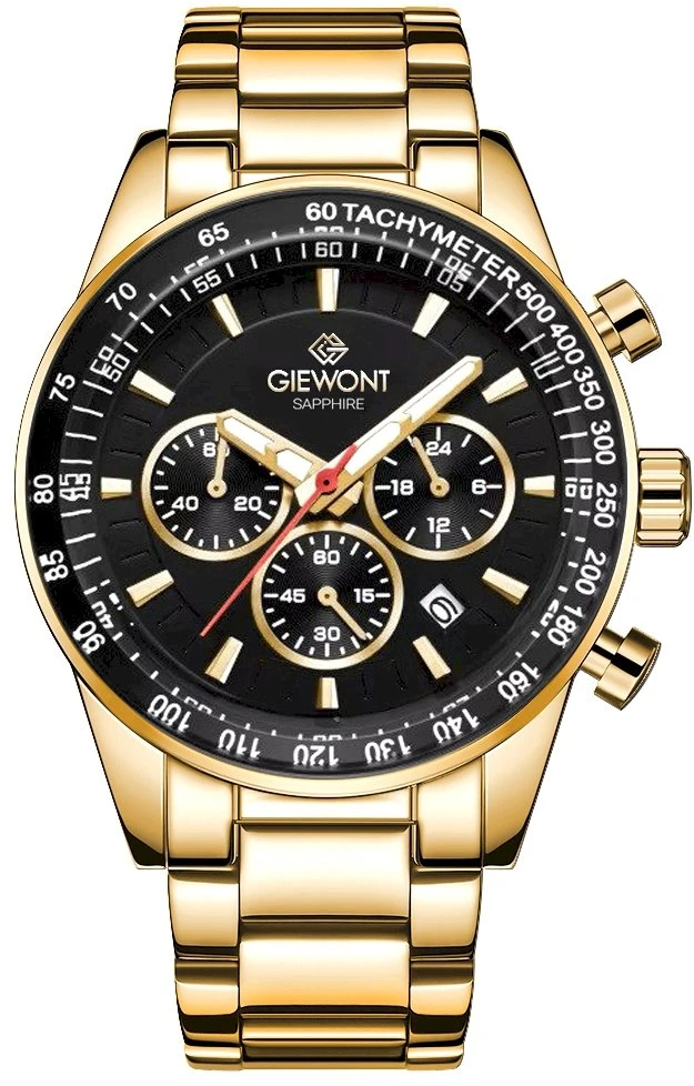 Vyriškas laikrodis Giewont Chronograph Sapphire Gold Juodas GW9140-B4
