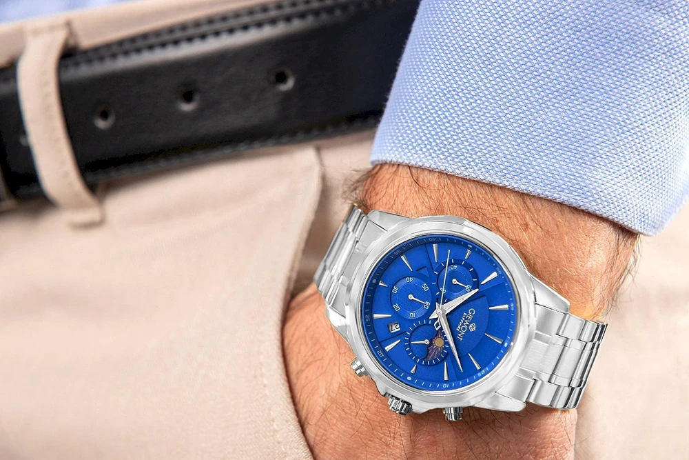 Vyriškas laikrodis Giewont Chronograph Safyrinis Sidabrinis Mėlynas GW9460-B3