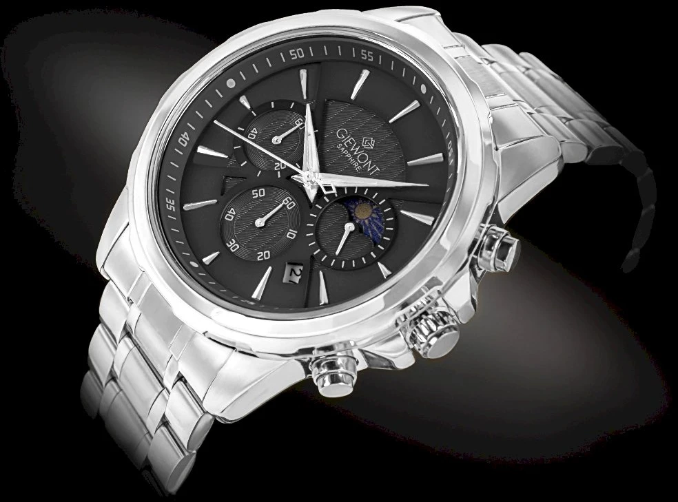 Giewont Chronograph Safyrinis Sidabrinis Vyriškas Laikrodis GW9460-B2