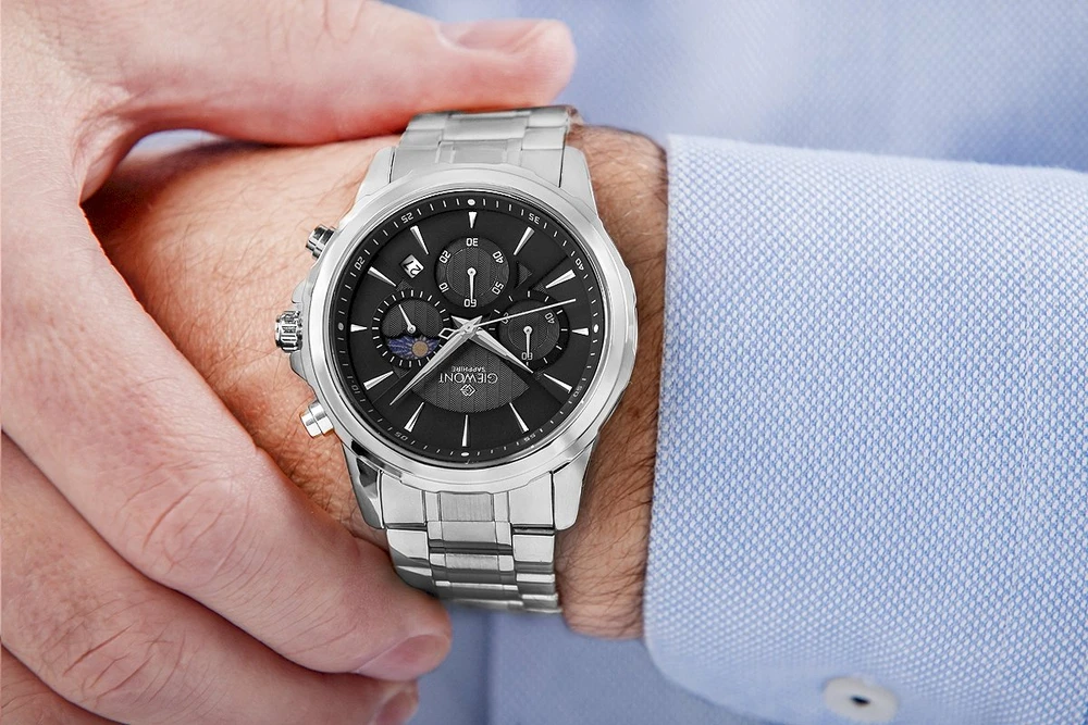 Giewont Chronograph Safyrinis Sidabrinis Vyriškas Laikrodis GW9460-B2