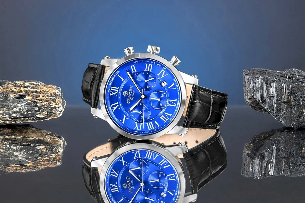 Giewont Chronograph Safyrinis Sidabrinis Mėlynas Vyriškas Laikrodis GW6260-A4