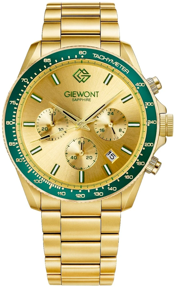 Vyriškas laikrodis Giewont Chronograph Safyras Auksinis Žalias GW3520-B6